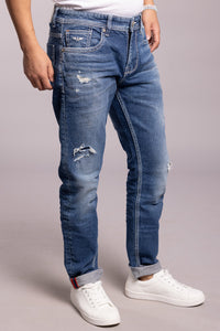 Med Blue 5 Pocket Low-Rise Ankle Length Jeans
