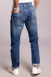 Med Blue 5 Pocket Low-Rise Ankle Length Jeans