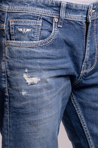 Med Blue 5 Pocket Low-Rise Ankle Length Jeans