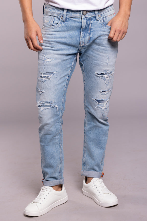 Lt Blue 5 Pocket Low-Rise Ankle Length Jeans