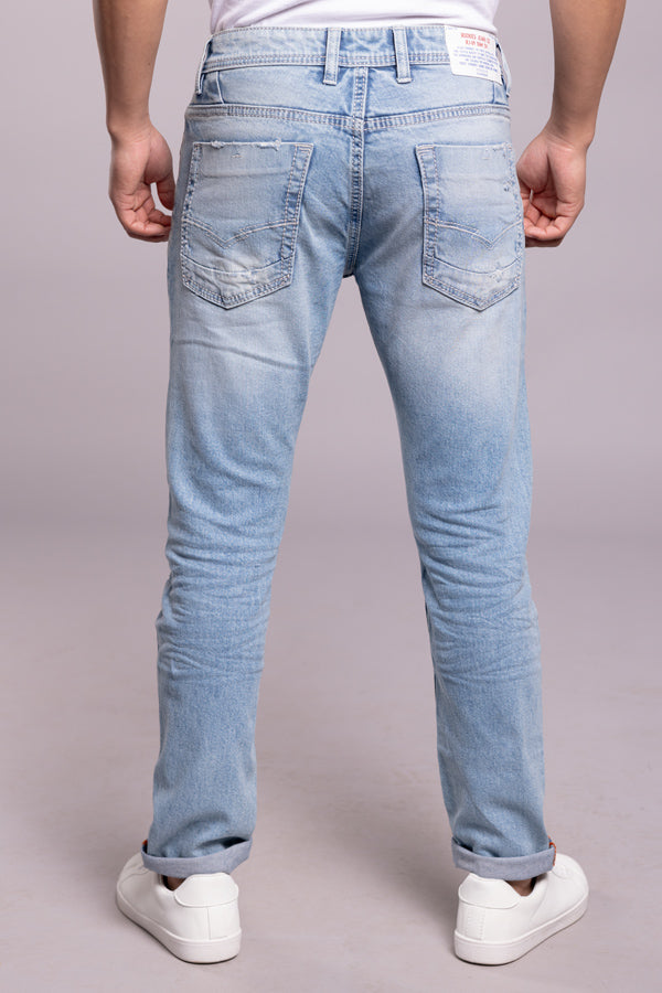 Lt Blue 5 Pocket Low-Rise Ankle Length Jeans