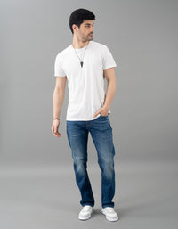 Med Blue 5 Pocket Midrise, Comfort And Straight Fit Jeans