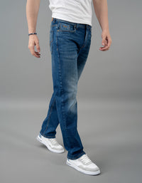 Med Blue 5 Pocket Midrise, Comfort And Straight Fit Jeans