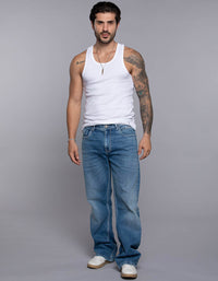 Med Blue 5 Pocket Midrise Loose Fit Jeans