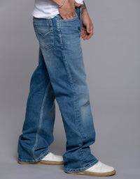 Med Blue 5 Pocket Midrise Loose Fit Jeans