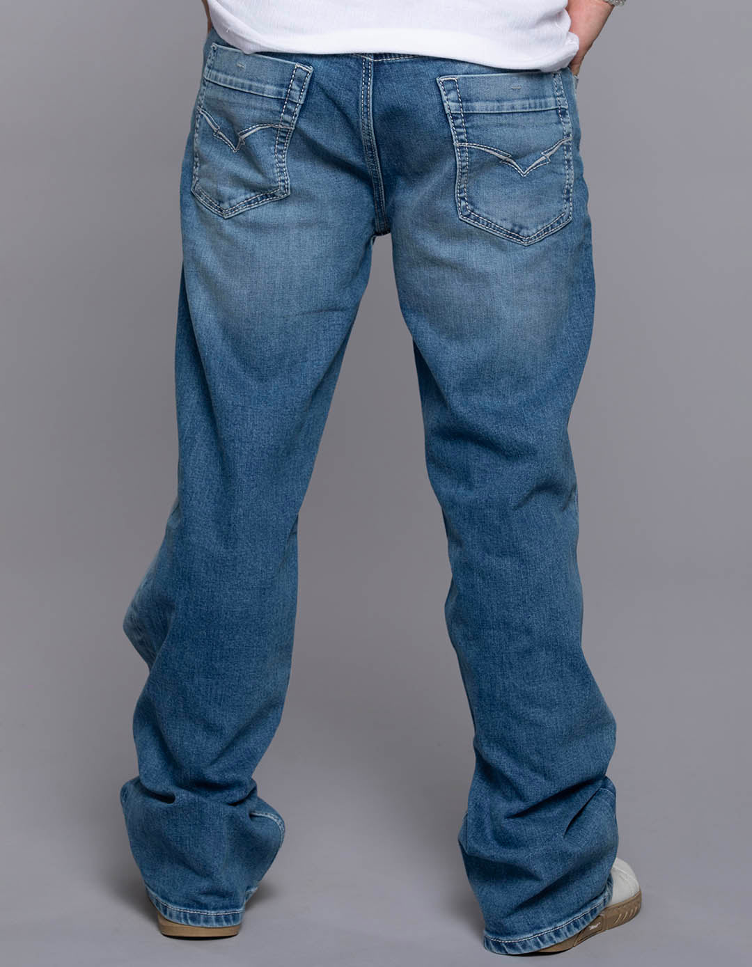 Med Blue 5 Pocket Midrise Loose Fit Jeans