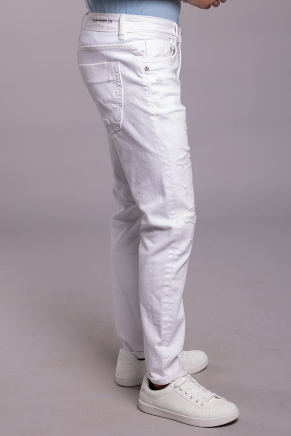 White 5 Pocket Low-Rise Ankle Length Jeans