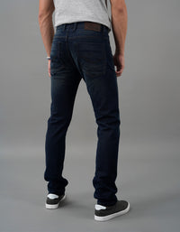 Dk Blue 5 Pocket Mid-Rise Slim Straight Fit Jeans