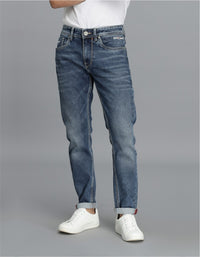 Med Blue 5 Pocket Low-Rise Ankle Length Jeans