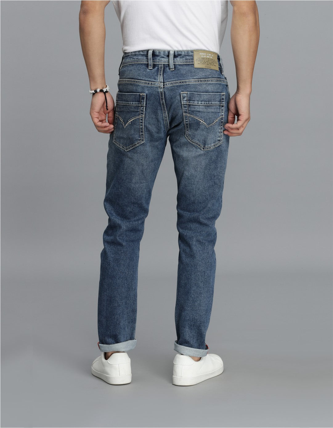Med Blue 5 Pocket Low-Rise Ankle Length Jeans