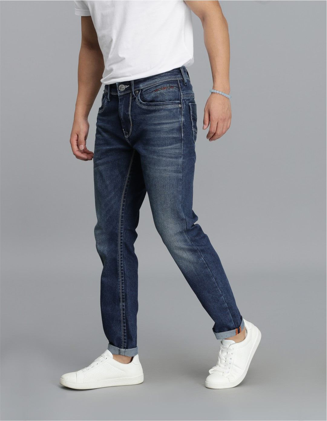 Med Blue 5 Pocket Low-Rise Ankle Length Jeans