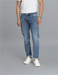 Med Blue 5 Pocket Low-Rise Ankle Length Jeans