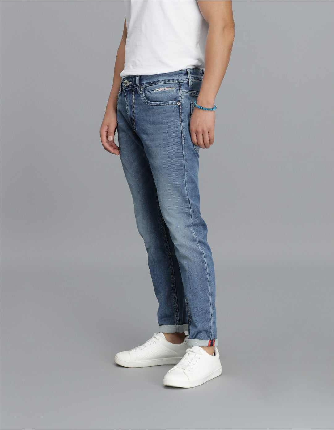 Med Blue 5 Pocket Low-Rise Ankle Length Jeans