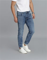Med Blue 5 Pocket Low-Rise Ankle Length Jeans