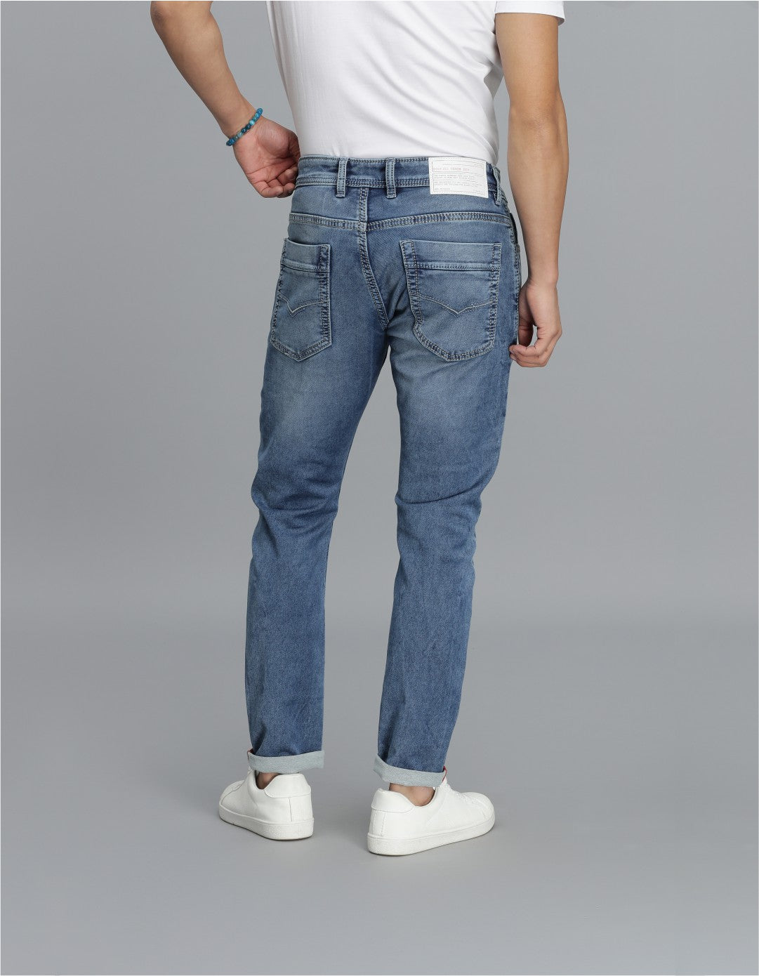 Med Blue 5 Pocket Low-Rise Ankle Length Jeans