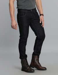 Dk Blue 5 Pocket Mid-Rise Slim Straight Fit Jeans