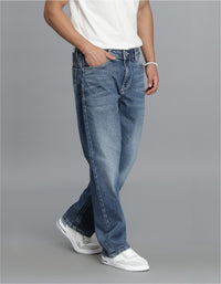 Med Blue 5 Pocket Midrise, Comfort Straight Fit Cropped Jeans