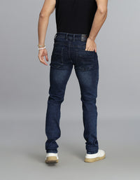 Dk Blue 5 Pocket Mid-Rise Slim Straight Fit Jeans