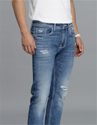 Med Blue 5 Pocket Low-Rise Ankle Length Jeans