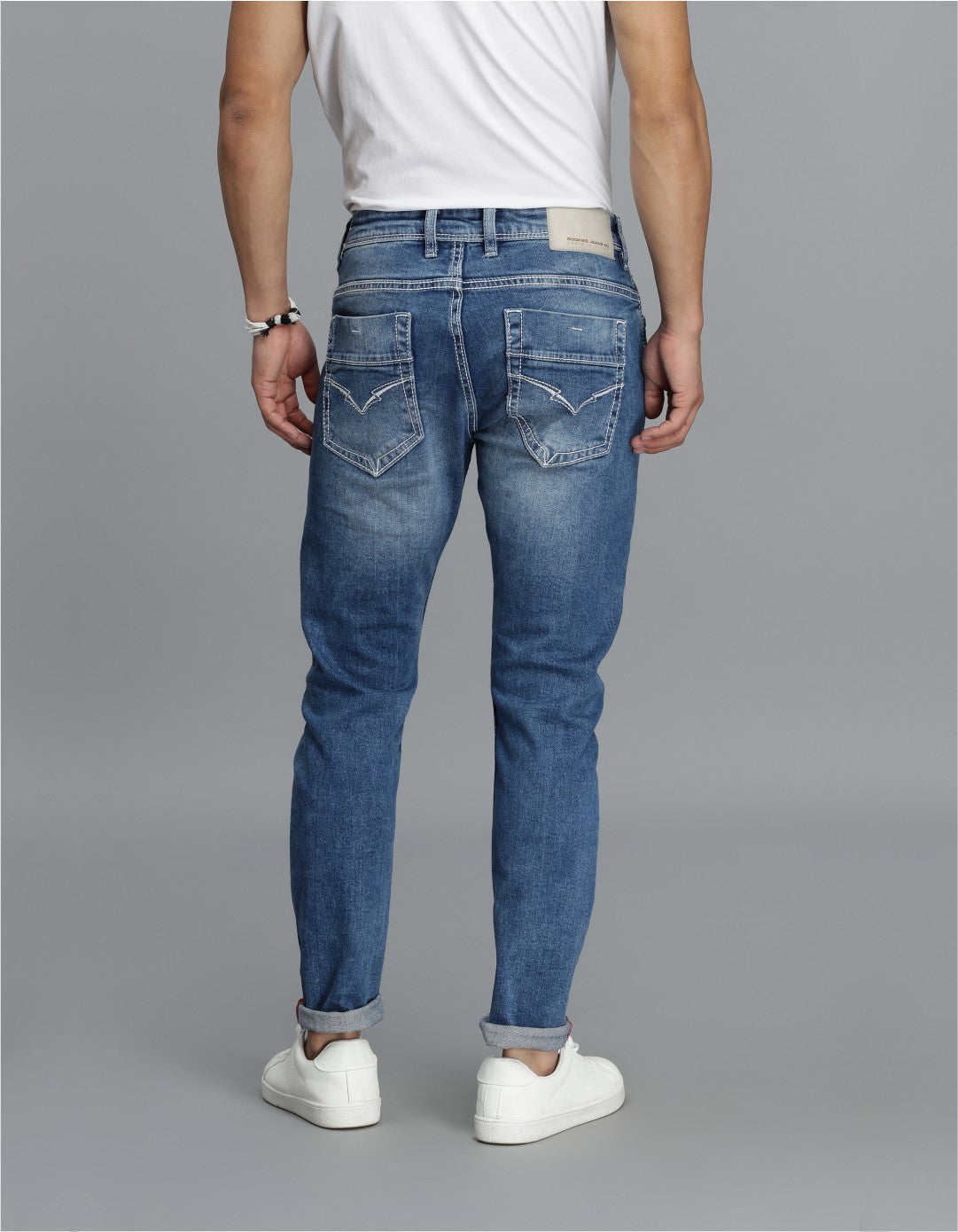 Med Blue 5 Pocket Low-Rise Ankle Length Jeans