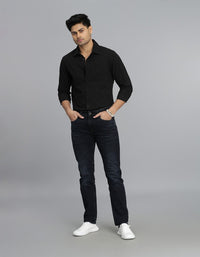 Dk Blue 5 Pocket Mid-Rise Slim Straight Fit Jeans