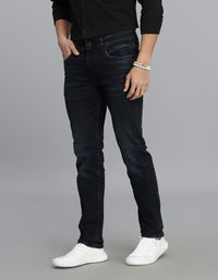 Dk Blue 5 Pocket Mid-Rise Slim Straight Fit Jeans