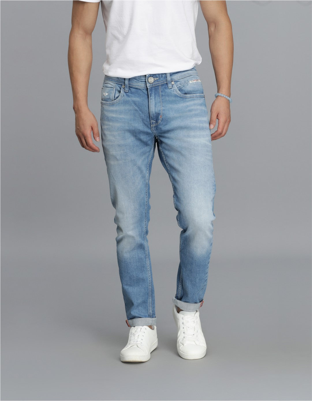 Lt Blue 5 Pocket Low-Rise Ankle Length Jeans