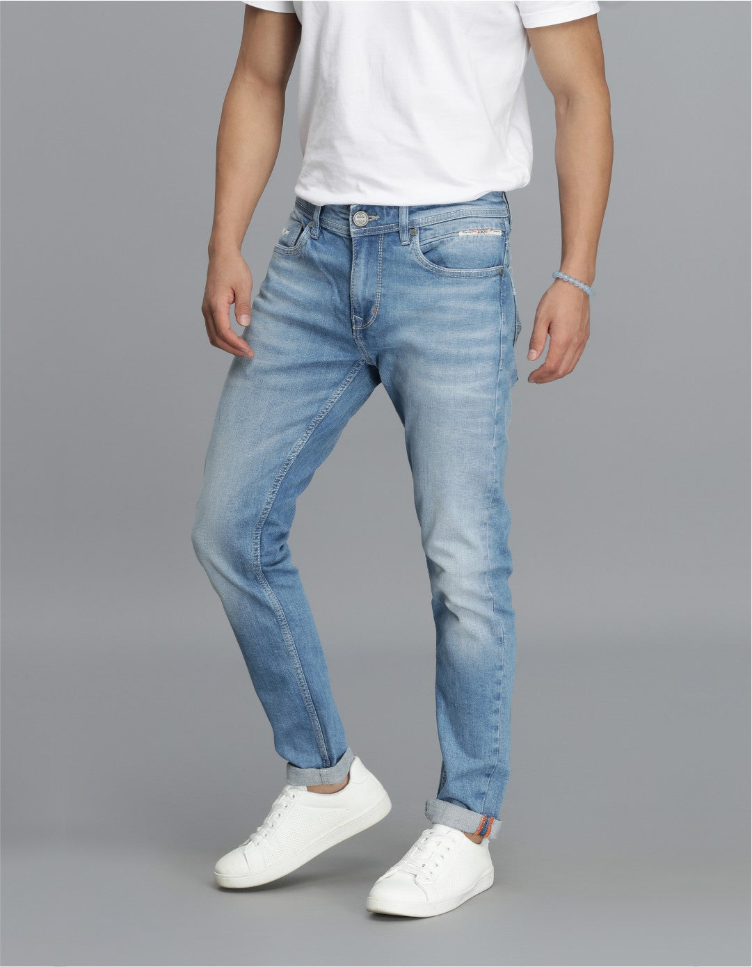 Lt Blue 5 Pocket Low-Rise Ankle Length Jeans