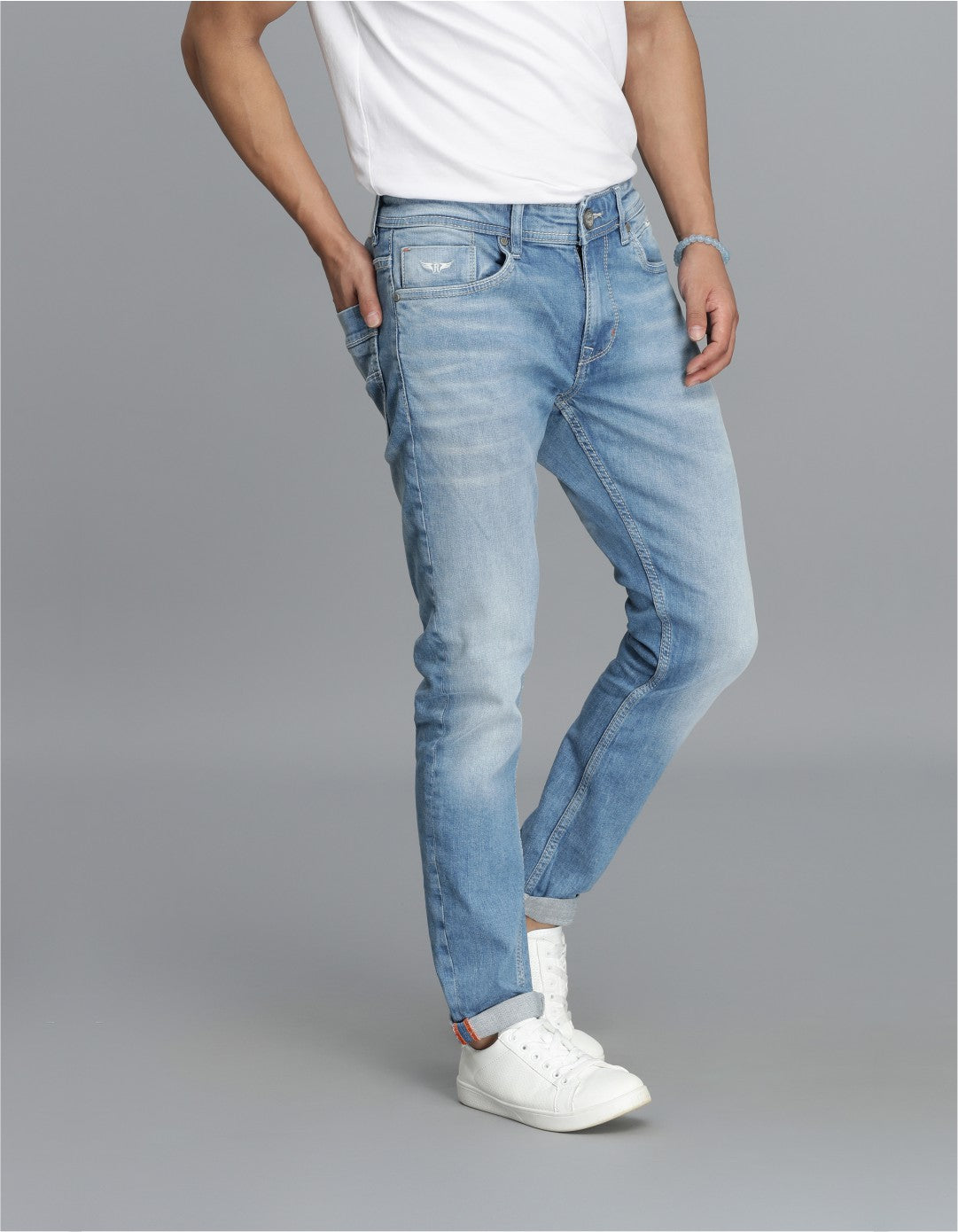 Lt Blue 5 Pocket Low-Rise Ankle Length Jeans