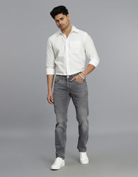 Grey Mid-Rise Slim Straight Fit jeans