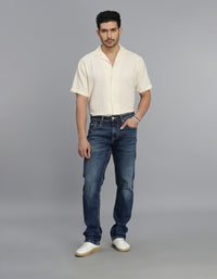 Med Blue 5 Pocket Midrise, Comfort And Straight Fit Jeans