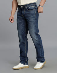 Med Blue 5 Pocket Midrise, Comfort And Straight Fit Jeans