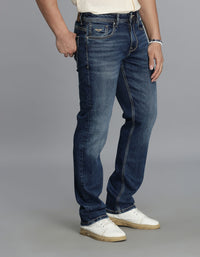 Med Blue 5 Pocket Midrise, Comfort And Straight Fit Jeans