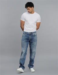 Med Blue 5 Pocket Midrise, Comfort And Straight Fit Jeans