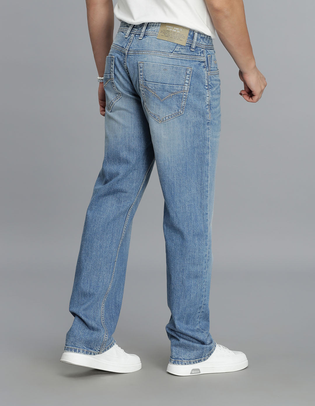 Med Blue 5 Pocket Midrise, Comfort And Straight Fit Jeans