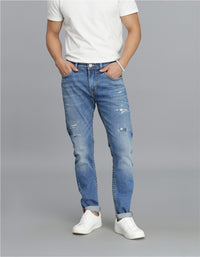 Med Blue 5 Pocket Low-Rise Ankle Length Jeans