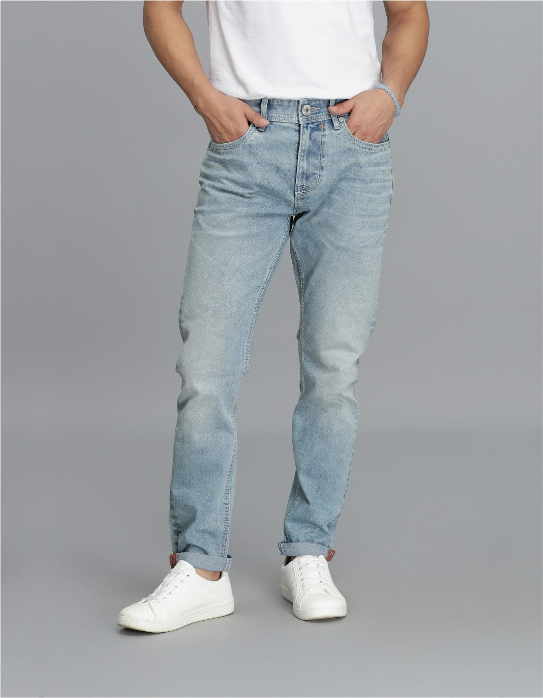 Lt Blue 5 Pocket Low-Rise Ankle Length Jeans
