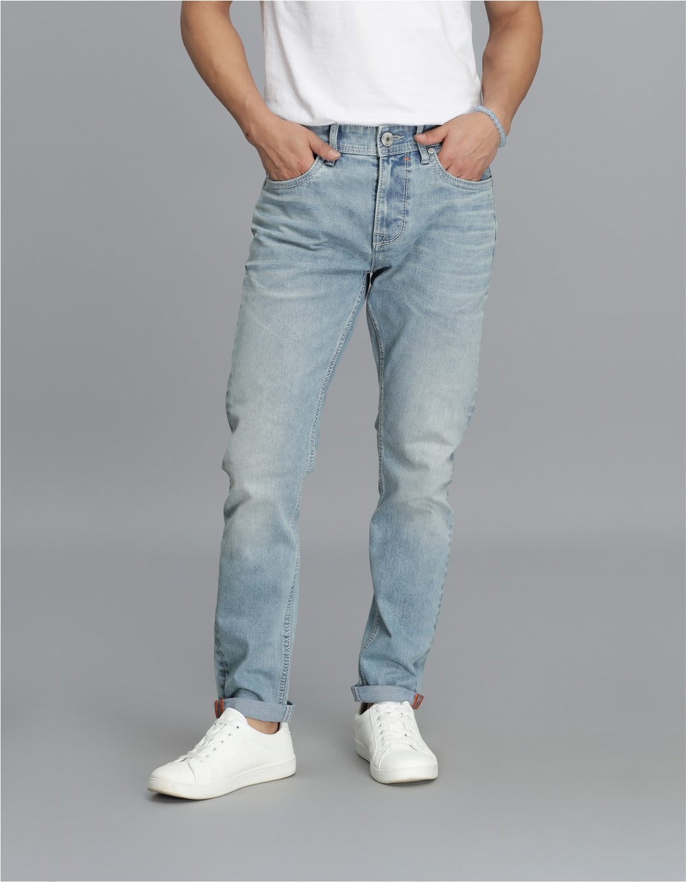Lt Blue 5 Pocket Low-Rise Ankle Length Jeans