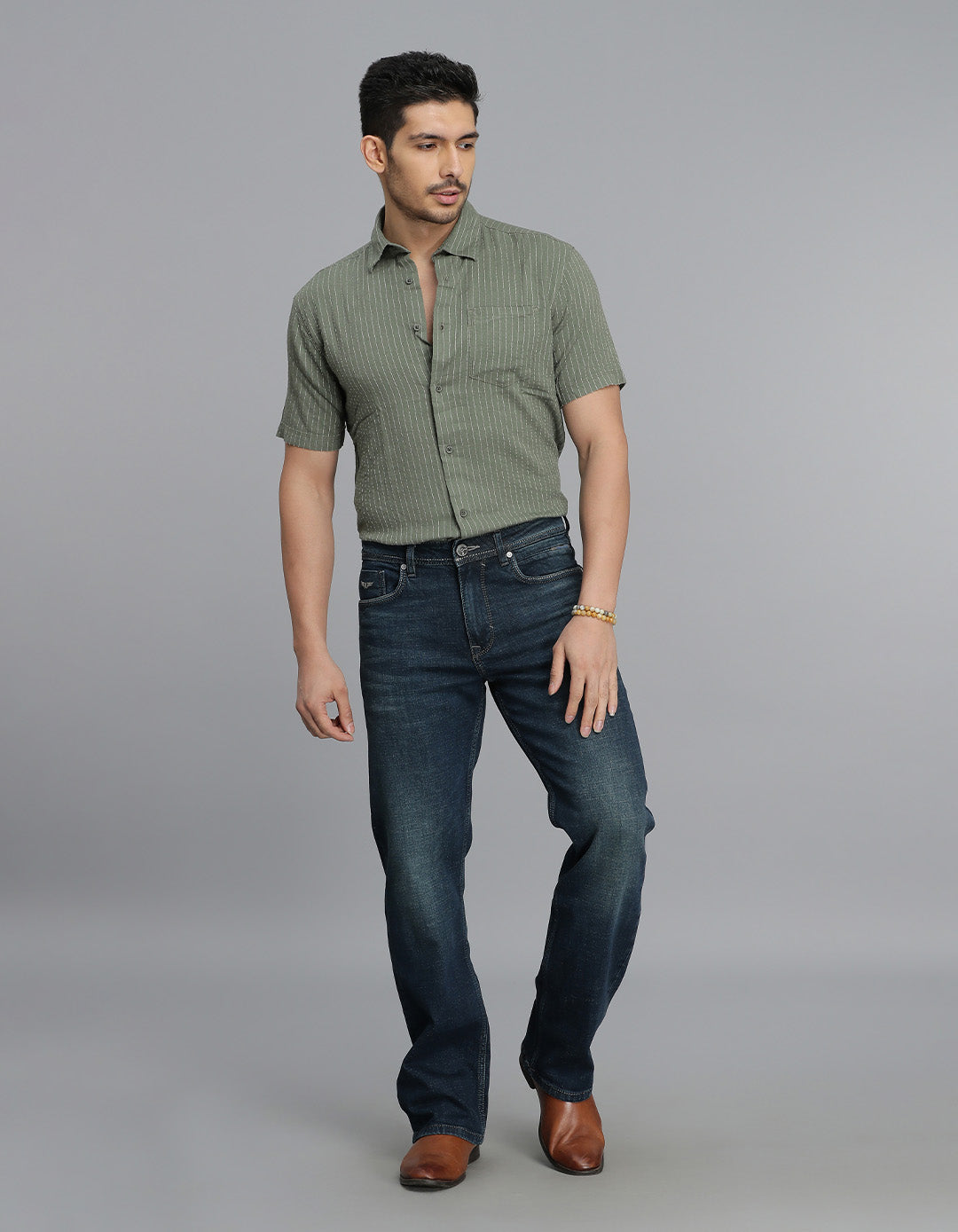 Dk Blue 5 Pocket Midrise Loose Fit Jeans