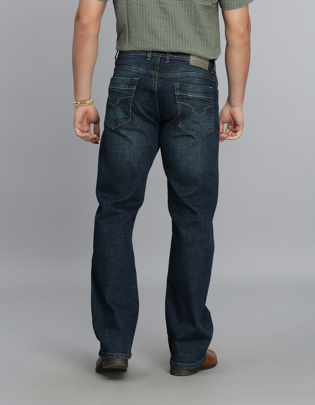 Dk Blue 5 Pocket Midrise Loose Fit Jeans