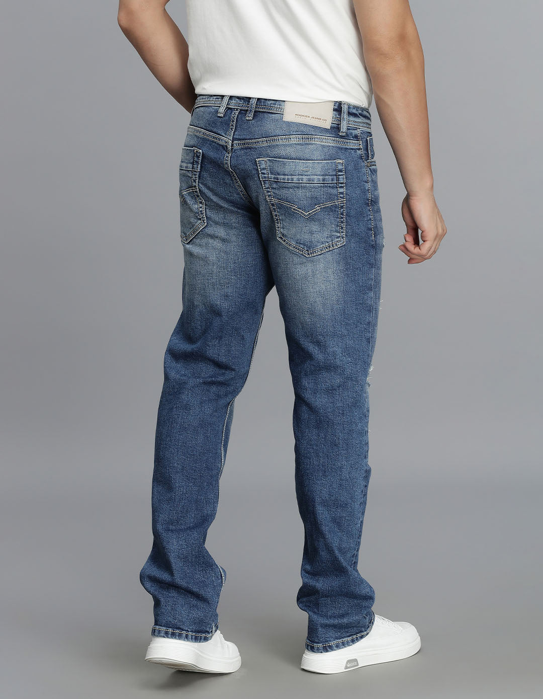 Med Blue 5 Pocket Midrise, Comfort And Straight Fit Jeans