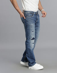 Med Blue 5 Pocket Midrise, Comfort And Straight Fit Jeans