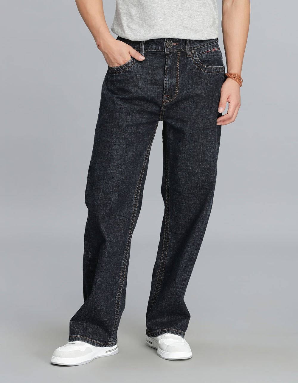 Dk Blue 5 Pocket Midrise Loose Fit Cropped Jeans