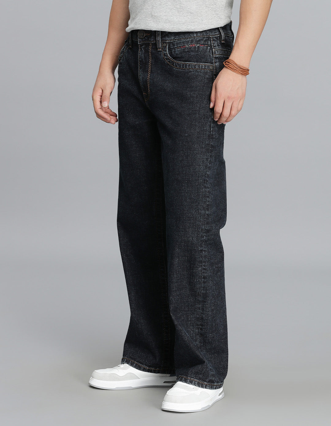 Dk Blue 5 Pocket Midrise Loose Fit Cropped Jeans