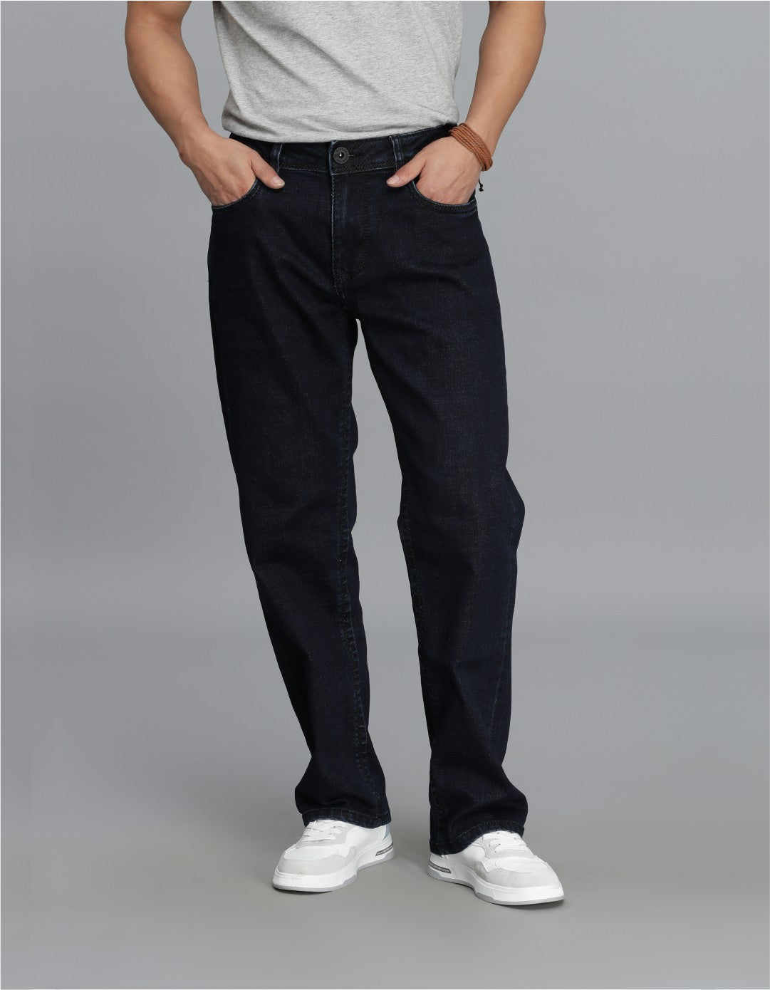Dk Blue 5 Pocket Midrise, Comfort Straight Fit Cropped Jeans