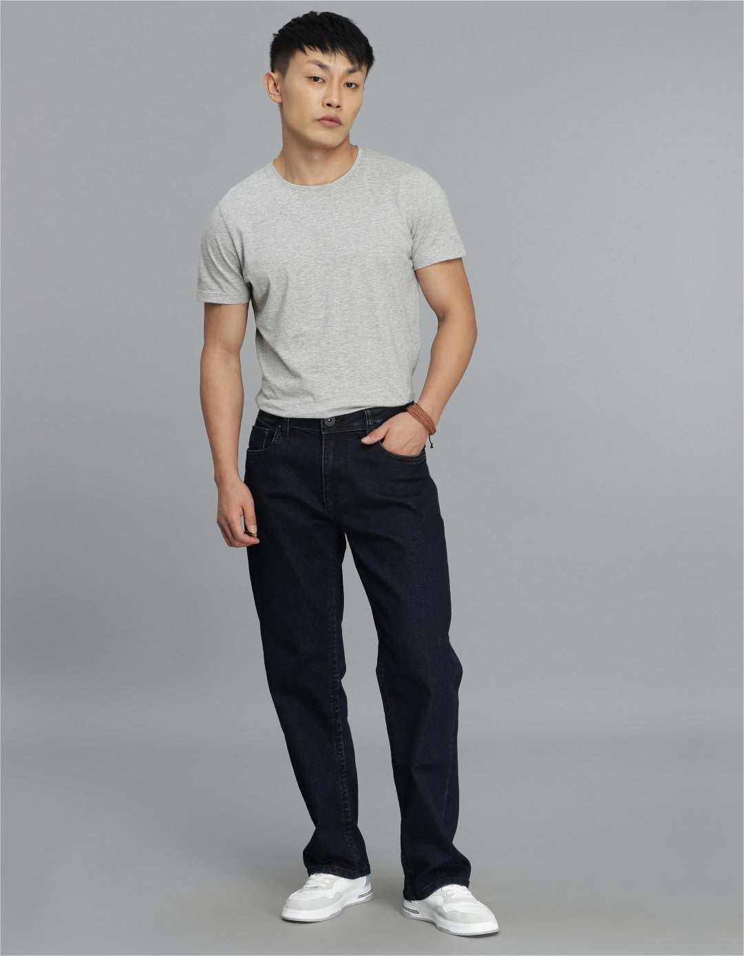 Dk Blue 5 Pocket Midrise, Comfort Straight Fit Cropped Jeans