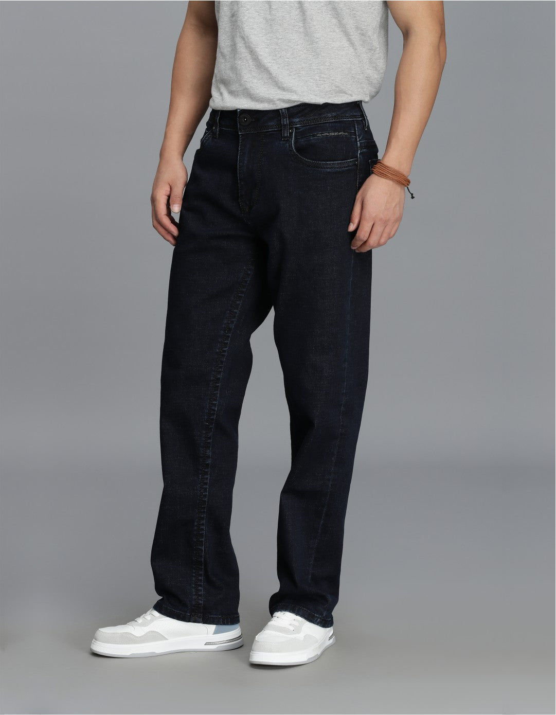 Dk Blue 5 Pocket Midrise, Comfort Straight Fit Cropped Jeans