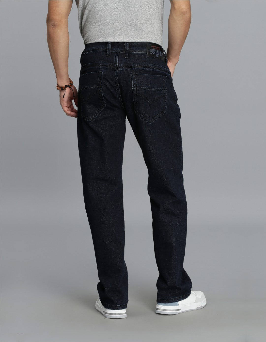 Dk Blue 5 Pocket Midrise, Comfort Straight Fit Cropped Jeans