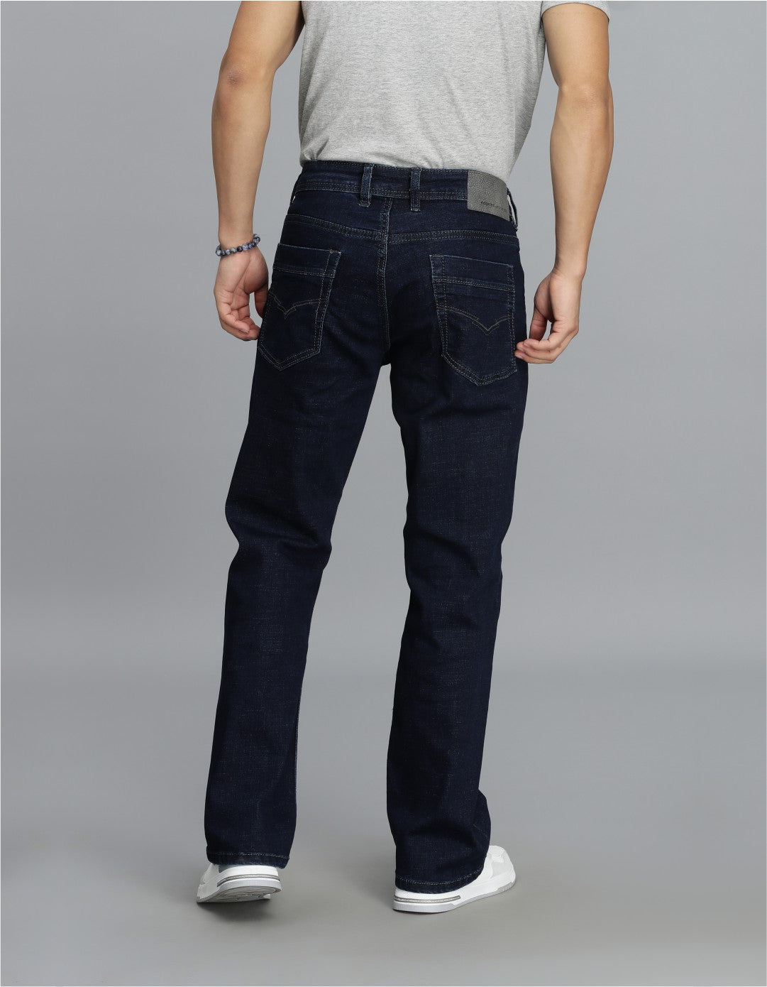Dk Blue 5 Pocket Mid Rise Loose Boot Leg Cropped Jeans
