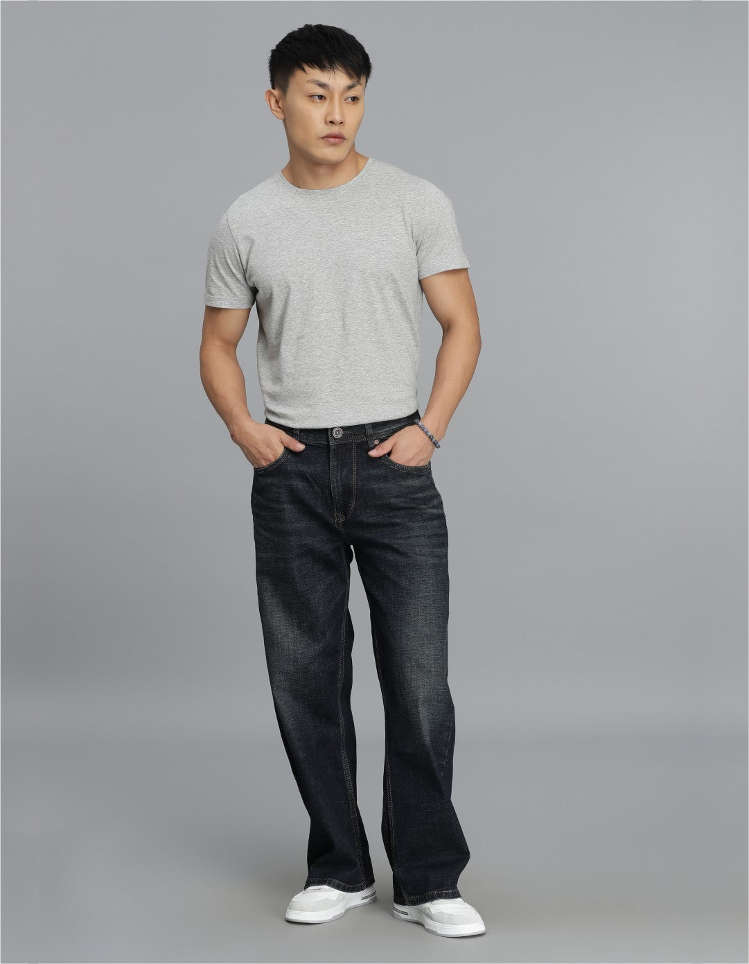 Dk Blue 5 Pocket Midrise Loose Fit Cropped Jeans